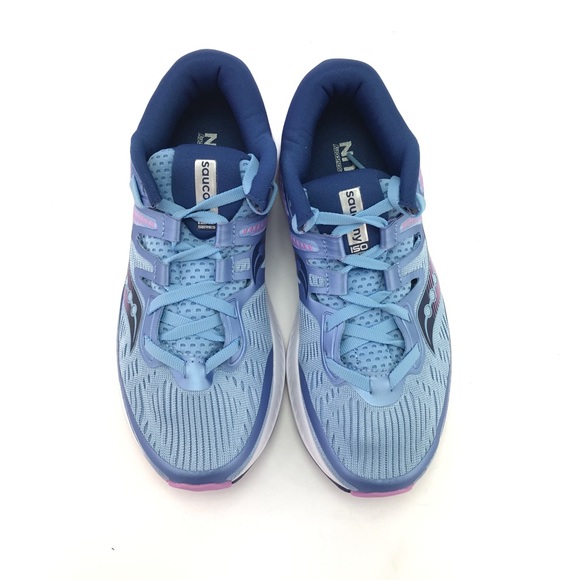 Saucony Womens Ride ISO Navy Purple Running Shoes - Picture 7 of 8